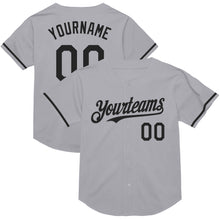 Laden Sie das Bild in den Galerie-Viewer, Custom Gray Black Mesh Authentic Throwback Baseball Jersey