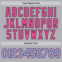 Laden Sie das Bild in den Galerie-Viewer, Custom Gray Light Blue Black-Pink Mesh Authentic Throwback Baseball Jersey