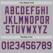 Laden Sie das Bild in den Galerie-Viewer, Custom Gray Purple-Old Gold Mesh Authentic Throwback Baseball Jersey