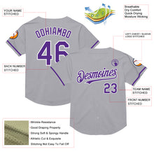 Laden Sie das Bild in den Galerie-Viewer, Custom Gray Purple-White Mesh Authentic Throwback Baseball Jersey
