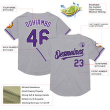 Laden Sie das Bild in den Galerie-Viewer, Custom Gray Purple-Black Mesh Authentic Throwback Baseball Jersey