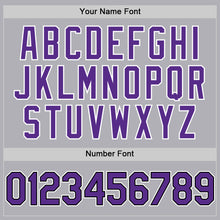 Laden Sie das Bild in den Galerie-Viewer, Custom Gray Purple-Black Mesh Authentic Throwback Baseball Jersey