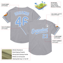 Laden Sie das Bild in den Galerie-Viewer, Custom Gray Light Blue-White Mesh Authentic Throwback Baseball Jersey