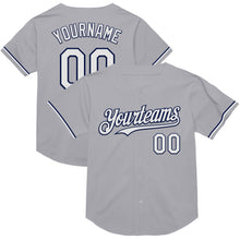 Laden Sie das Bild in den Galerie-Viewer, Custom Gray White-Navy Mesh Authentic Throwback Baseball Jersey