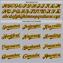 Load image into Gallery viewer, Custom Gray Brown-Yellow Mesh Authentic Throwback Baseball Jersey