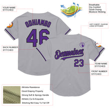 Load image into Gallery viewer, Custom Gray Purple-Black Mesh Authentic Throwback Baseball Jersey