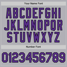 Load image into Gallery viewer, Custom Gray Purple-Black Mesh Authentic Throwback Baseball Jersey