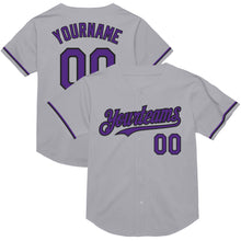 Load image into Gallery viewer, Custom Gray Purple-Black Mesh Authentic Throwback Baseball Jersey