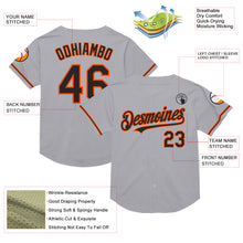 Load image into Gallery viewer, Custom Gray Black-Orange Mesh Authentic Throwback Baseball Jersey