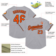 Laden Sie das Bild in den Galerie-Viewer, Custom Gray Orange-Black Mesh Authentic Throwback Baseball Jersey