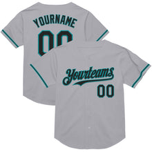 Загрузить изображение в средство просмотра галереи, Custom Gray Black-Teal Mesh Authentic Throwback Baseball Jersey