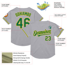 Загрузить изображение в средство просмотра галереи, Custom Gray Kelly Green-Yellow Mesh Authentic Throwback Baseball Jersey