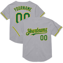 Загрузить изображение в средство просмотра галереи, Custom Gray Kelly Green-Yellow Mesh Authentic Throwback Baseball Jersey