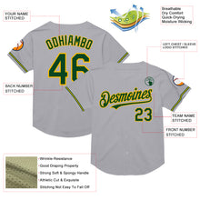 Загрузить изображение в средство просмотра галереи, Custom Gray Green-Gold Mesh Authentic Throwback Baseball Jersey