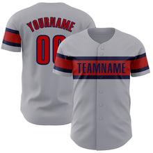 Load image into Gallery viewer, Custom Gray Red-Navy Authentic Baseball Jersey