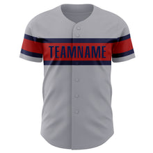 Laden Sie das Bild in den Galerie-Viewer, Custom Gray Navy-Red Authentic Baseball Jersey