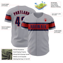 Laden Sie das Bild in den Galerie-Viewer, Custom Gray Navy-Red Authentic Baseball Jersey