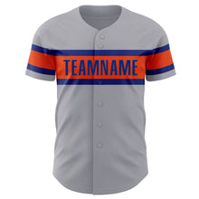 Загрузить изображение в средство просмотра галереи, Custom Gray Royal-Orange Authentic Baseball Jersey