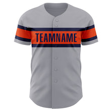 Laden Sie das Bild in den Galerie-Viewer, Custom Gray Navy-Orange Authentic Baseball Jersey