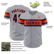 Laden Sie das Bild in den Galerie-Viewer, Custom Gray Navy-Orange Authentic Baseball Jersey