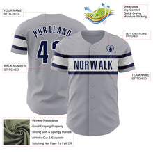 Load image into Gallery viewer, Custom Gray Navy-White Authentic Baseball Jersey