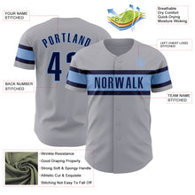 Laden Sie das Bild in den Galerie-Viewer, Custom Gray Navy-Light Blue Authentic Baseball Jersey