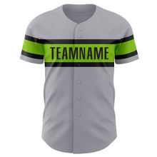 Laden Sie das Bild in den Galerie-Viewer, Custom Gray Neon Green-Black Authentic Baseball Jersey