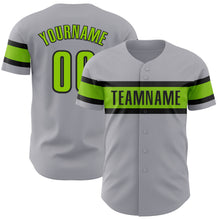 Laden Sie das Bild in den Galerie-Viewer, Custom Gray Neon Green-Black Authentic Baseball Jersey