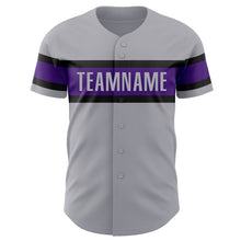 Загрузить изображение в средство просмотра галереи, Custom Gray Purple-Black Authentic Baseball Jersey