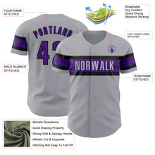 Загрузить изображение в средство просмотра галереи, Custom Gray Purple-Black Authentic Baseball Jersey