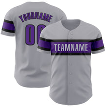 Загрузить изображение в средство просмотра галереи, Custom Gray Purple-Black Authentic Baseball Jersey