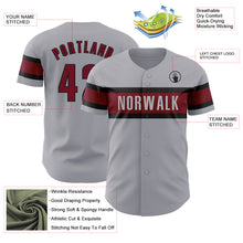 Load image into Gallery viewer, Custom Gray Crimson-Black Authentic Baseball Jersey