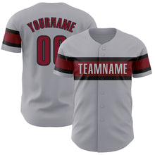Load image into Gallery viewer, Custom Gray Crimson-Black Authentic Baseball Jersey