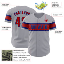 Load image into Gallery viewer, Custom Gray Red-Royal Authentic Baseball Jersey