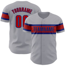 Load image into Gallery viewer, Custom Gray Red-Royal Authentic Baseball Jersey