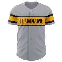 Load image into Gallery viewer, Custom Gray Brown-Gold Authentic Baseball Jersey