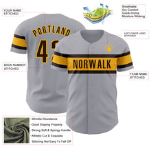 Load image into Gallery viewer, Custom Gray Brown-Gold Authentic Baseball Jersey