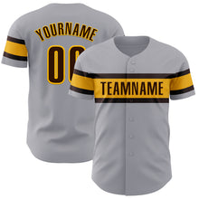 Load image into Gallery viewer, Custom Gray Brown-Gold Authentic Baseball Jersey