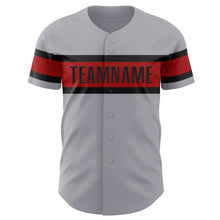 Load image into Gallery viewer, Custom Gray Red-Black Authentic Baseball Jersey