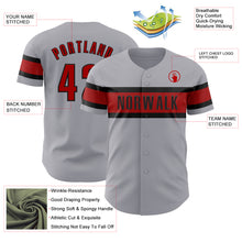 Load image into Gallery viewer, Custom Gray Red-Black Authentic Baseball Jersey