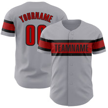 Load image into Gallery viewer, Custom Gray Red-Black Authentic Baseball Jersey
