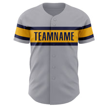 Charger l'image dans la galerie, Custom Gray Navy-Gold Authentic Baseball Jersey