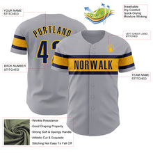 Charger l'image dans la galerie, Custom Gray Navy-Gold Authentic Baseball Jersey