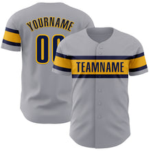Charger l'image dans la galerie, Custom Gray Navy-Gold Authentic Baseball Jersey