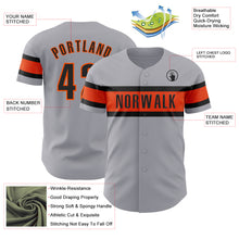 Load image into Gallery viewer, Custom Gray Black-Orange Authentic Baseball Jersey