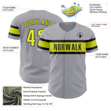Load image into Gallery viewer, Custom Gray Neon Yellow-Black Authentic Baseball Jersey