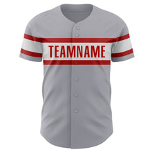 Laden Sie das Bild in den Galerie-Viewer, Custom Gray Red-White Authentic Baseball Jersey