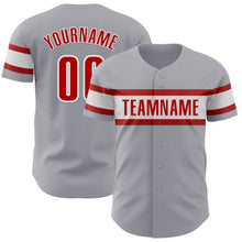 Laden Sie das Bild in den Galerie-Viewer, Custom Gray Red-White Authentic Baseball Jersey