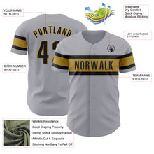 Load image into Gallery viewer, Custom Gray Black-Old Gold Authentic Baseball Jersey
