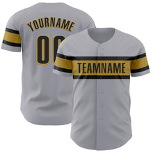 Load image into Gallery viewer, Custom Gray Black-Old Gold Authentic Baseball Jersey